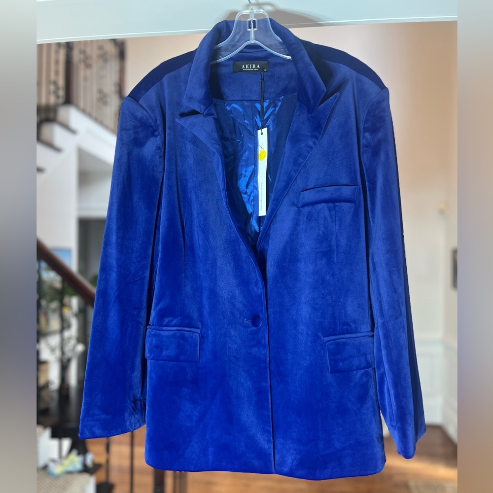 AKIRA Royal Blue Velvet Blazer